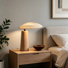 Lumora™ Wabi Sabi Table Lamp – Linen Shade & Wood Base
